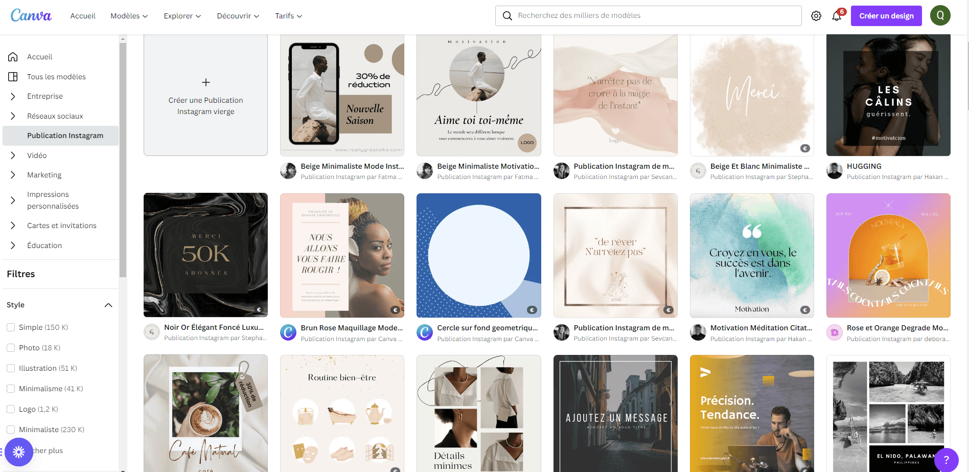 Canva pour vos publication instagram